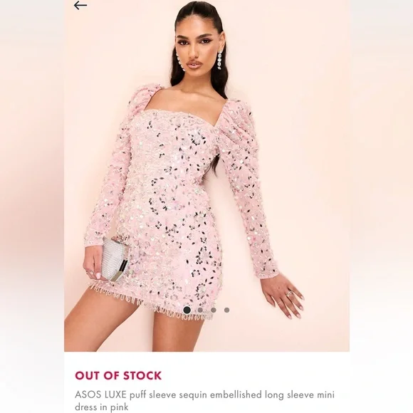 ASOS LUXE Pink Sequin Embellished Mini Dress